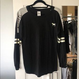 PINK black long sleeve lounge shirt size xs